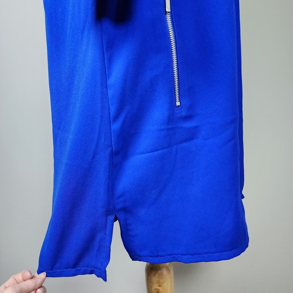 H&M Royal Blue Dress Womens 8‎ Silver Zipper Pockets Classic 3/4 Sleeve Y2K 90s - Picture 8 of 16